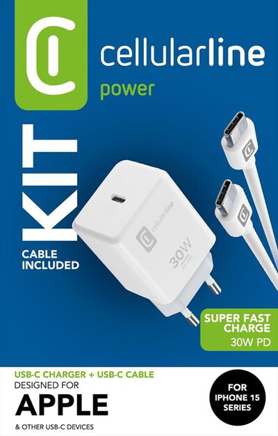 CELLULARLINE - Caricatore da rete ACHIPHKITC2CPD30WW-Bianco