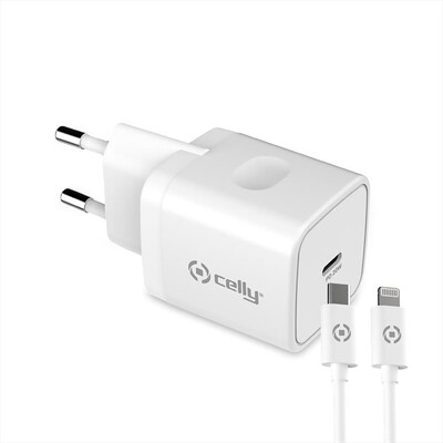 CELLY - TC1C20WTYPECWH - TC 1 USB-C 20W + TYPE-C CABLE-Bianco
