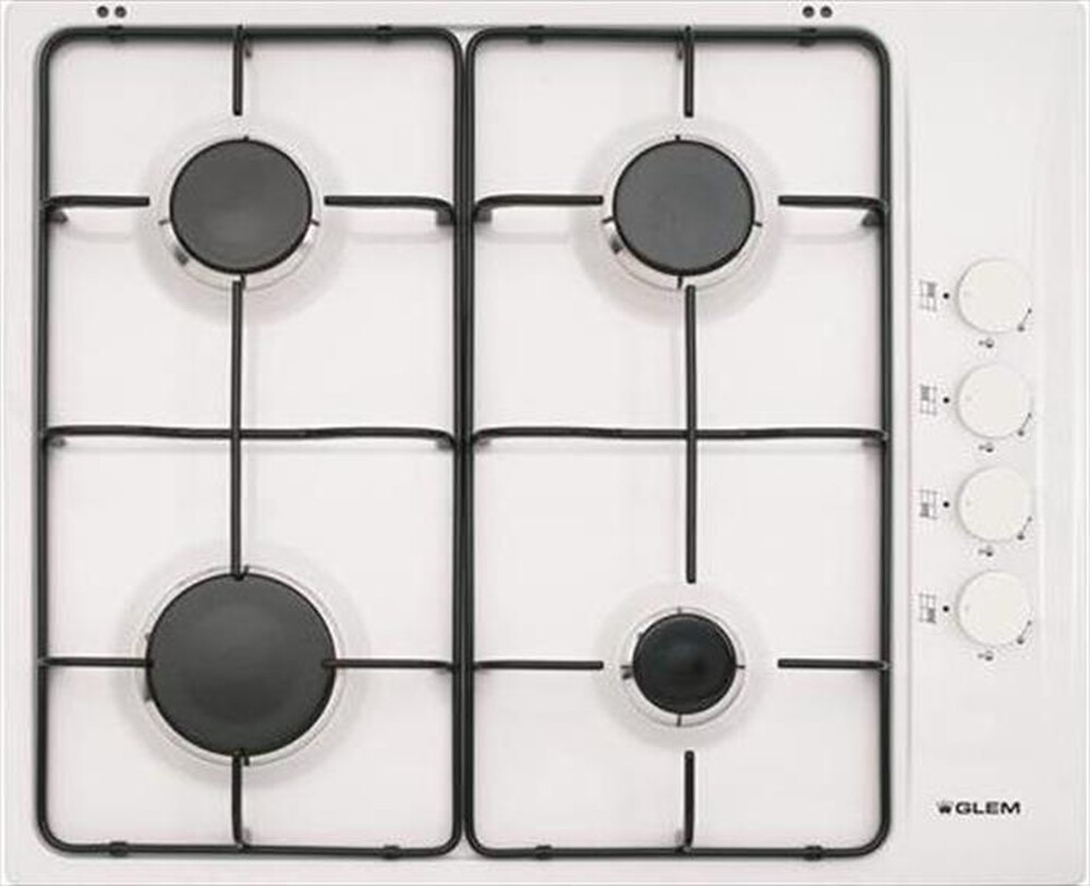 "GLEM GAS - Piano cottura a gas GTL64WH 4 fuochi 58,5cm-Bianco"