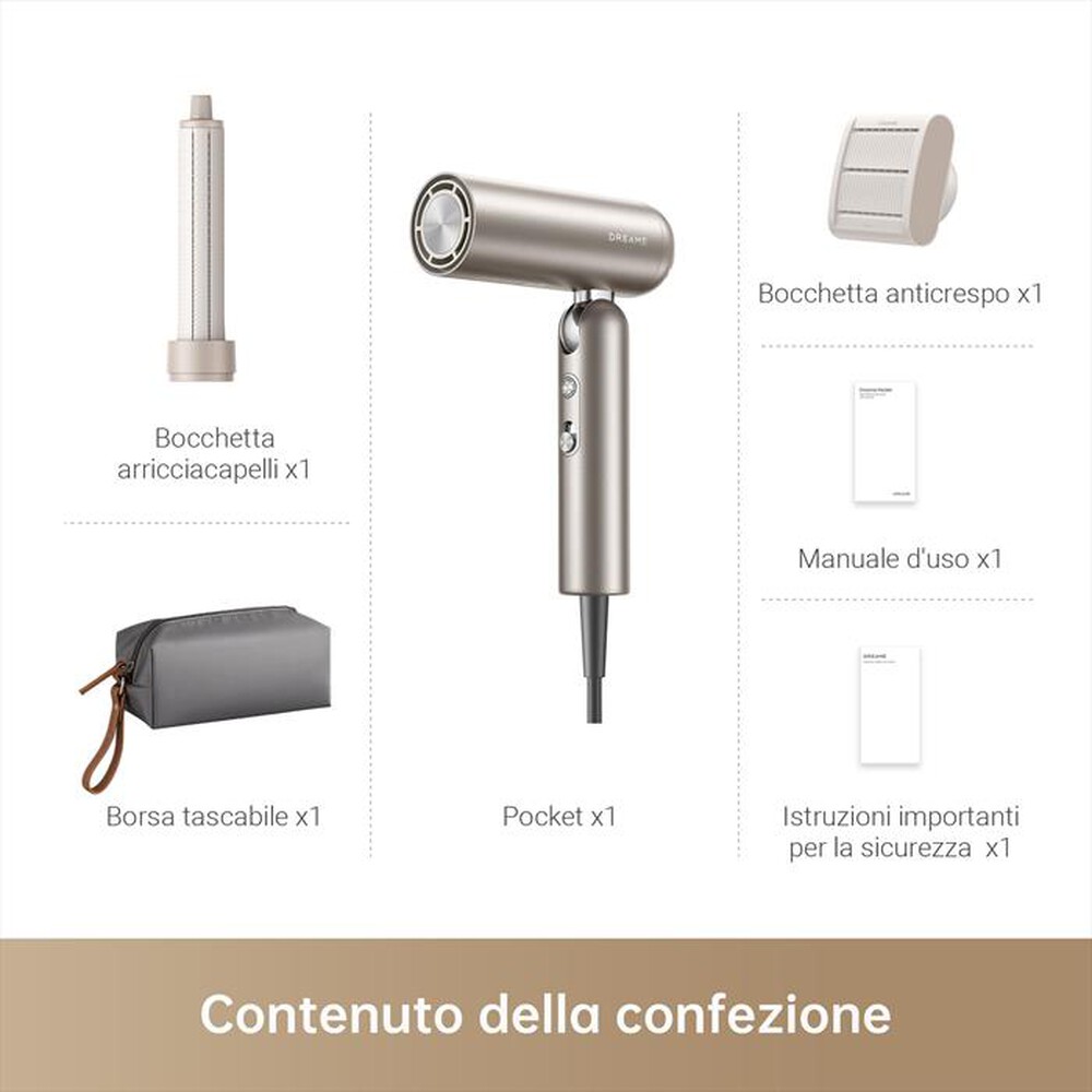 "DREAME - Asciugacapelli HAIR POCKET-Oro Titanio"