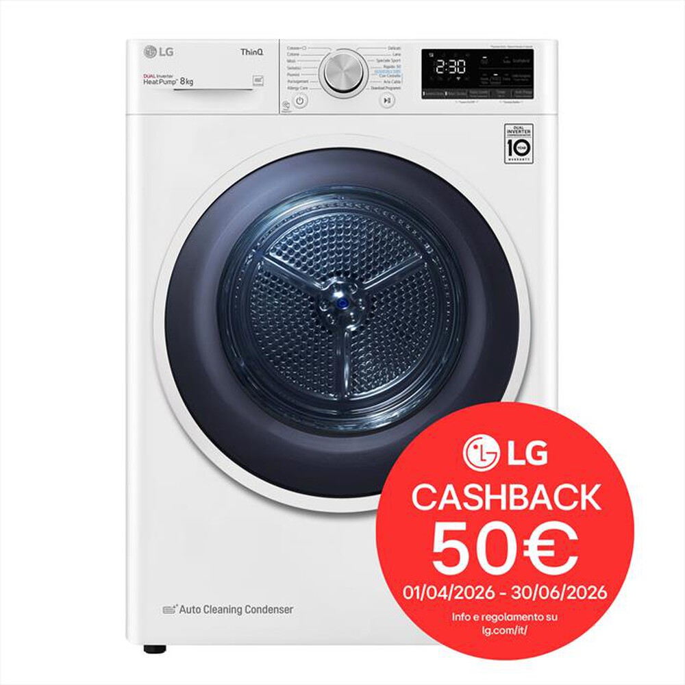 Immagine del prodotto LG - Asciugatrice RH80V9AVHN 8Kg Classe C-Bianco