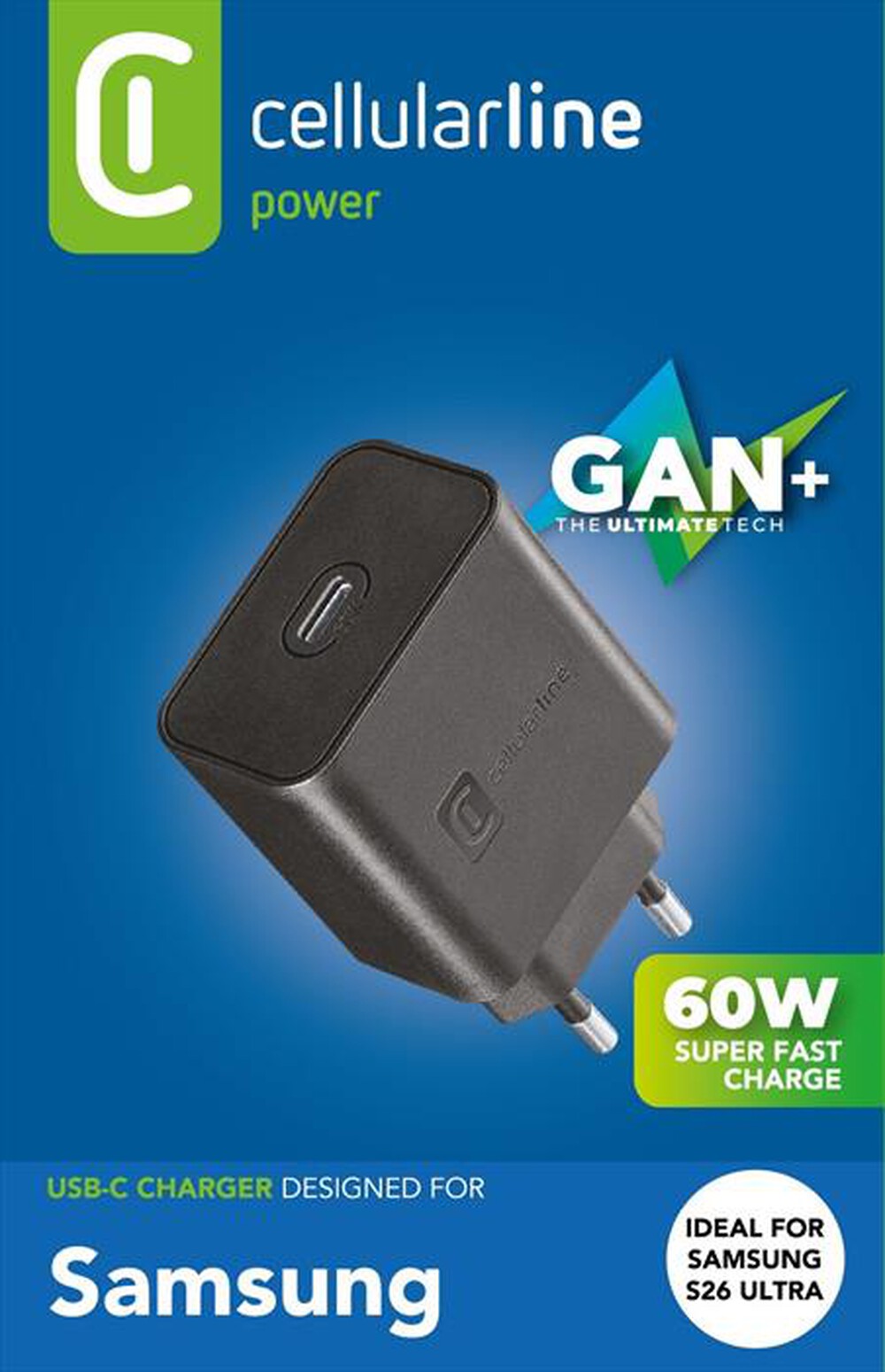 Immagine del prodotto CELLULARLINE - CARICABATTERIE DA RETE SAMSUNG 60W USB-C-Nero