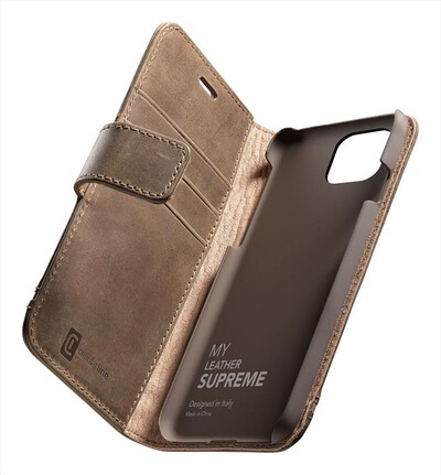 CELLULARLINE - Custodia a libro SUPREMECIPH12N per iPhone 12 mini-Marrone