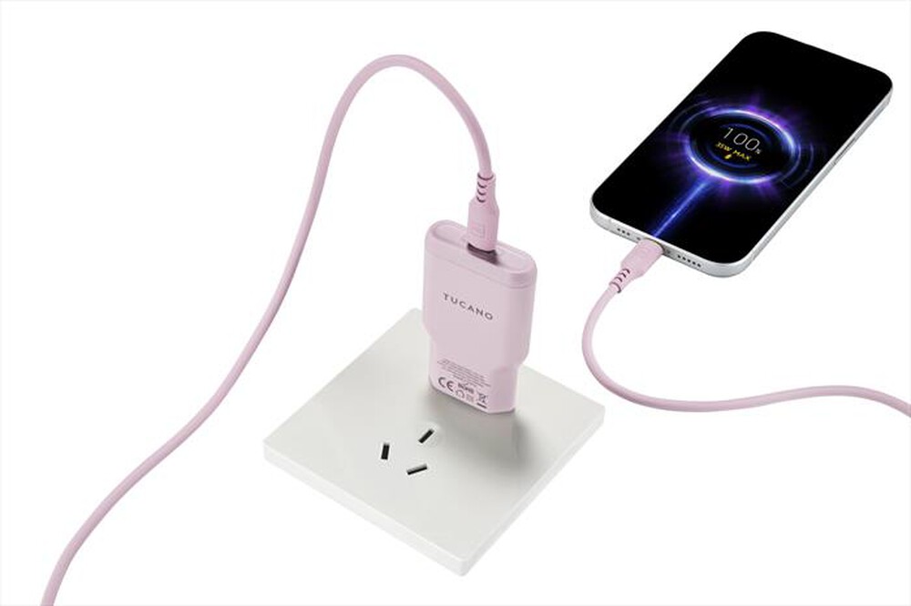 Immagine del prodotto TUCANO - Kit caricabatterie GaN/cavo USB-C ONE POWER-ROSA