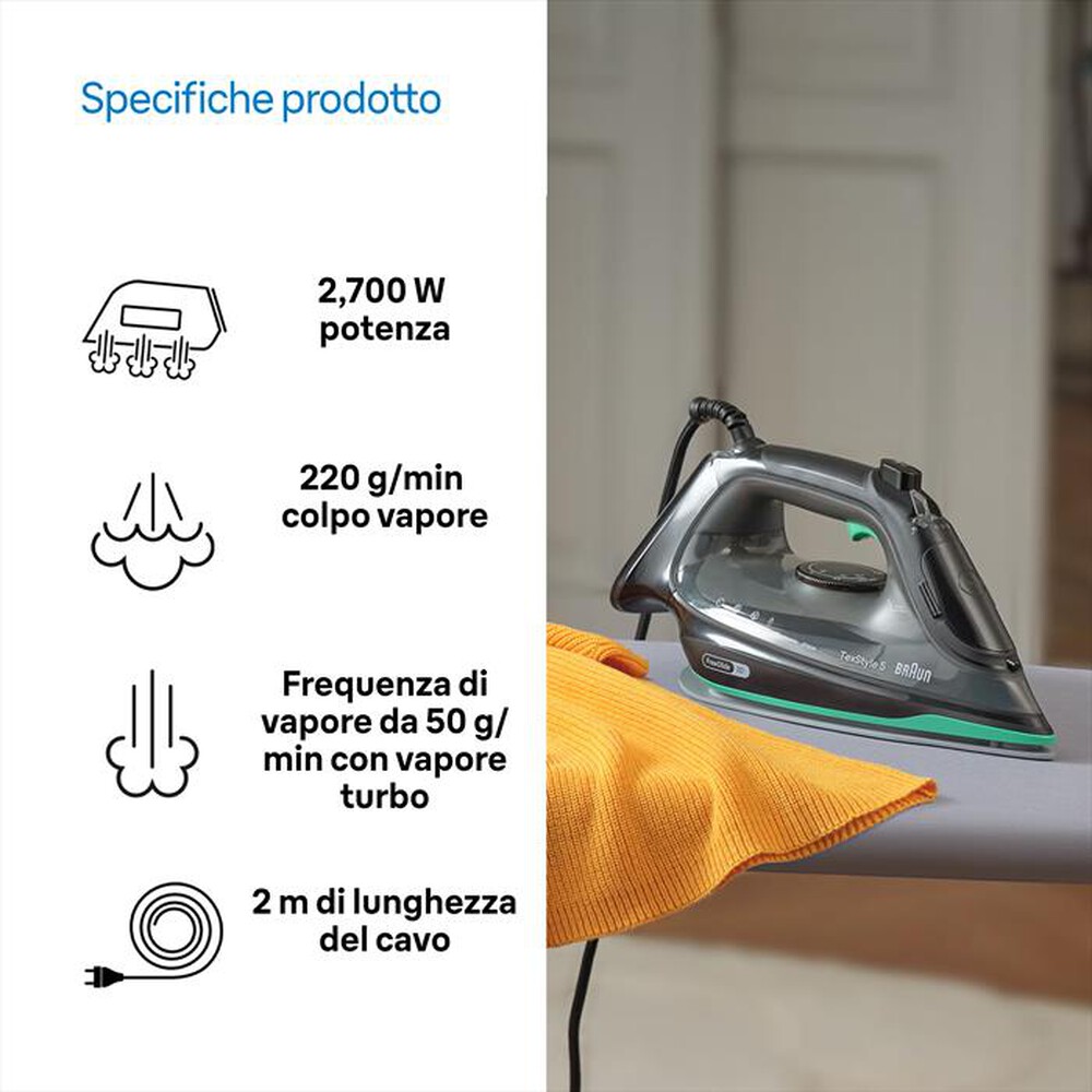 Immagine del prodotto BRAUN - FERRO A VAPORE TEXSTYLE 5 SI5277GR-Nero-verde