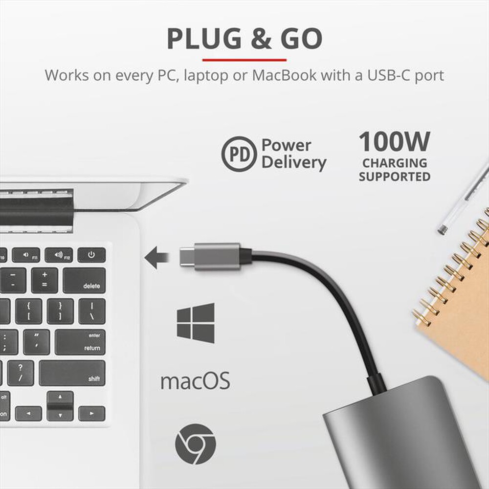 "TRUST - DALYX 7-IN-1 USB-C ADAPTER-Grey/Black"