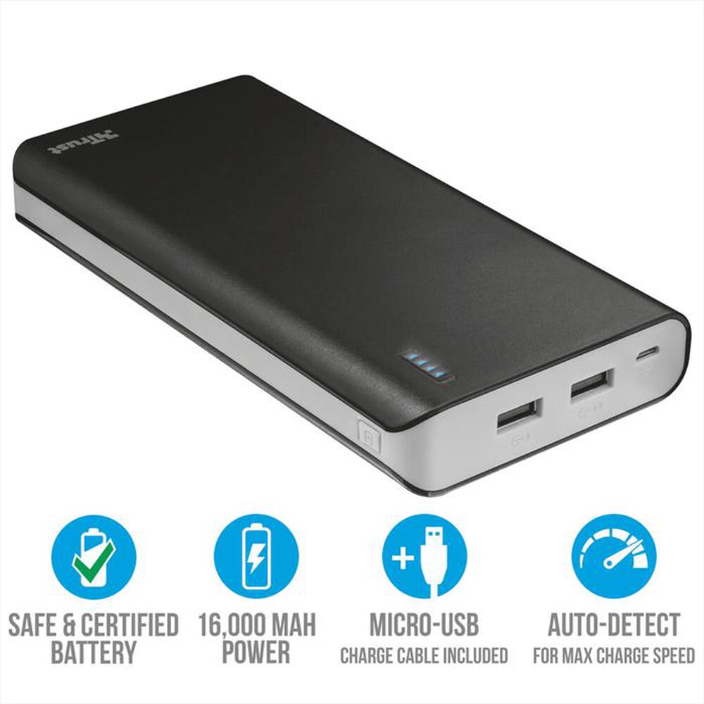 "TRUST - ACTION POWERBANK 16000-Black/Grey"