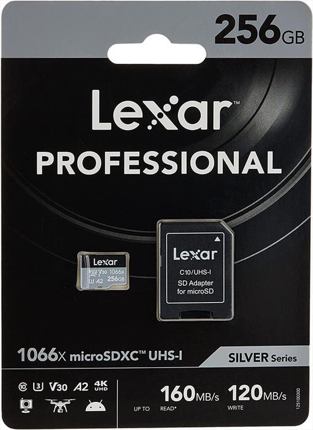 "LEXAR - SDMICRO 1066X 256GB CL.-Black/Silver"