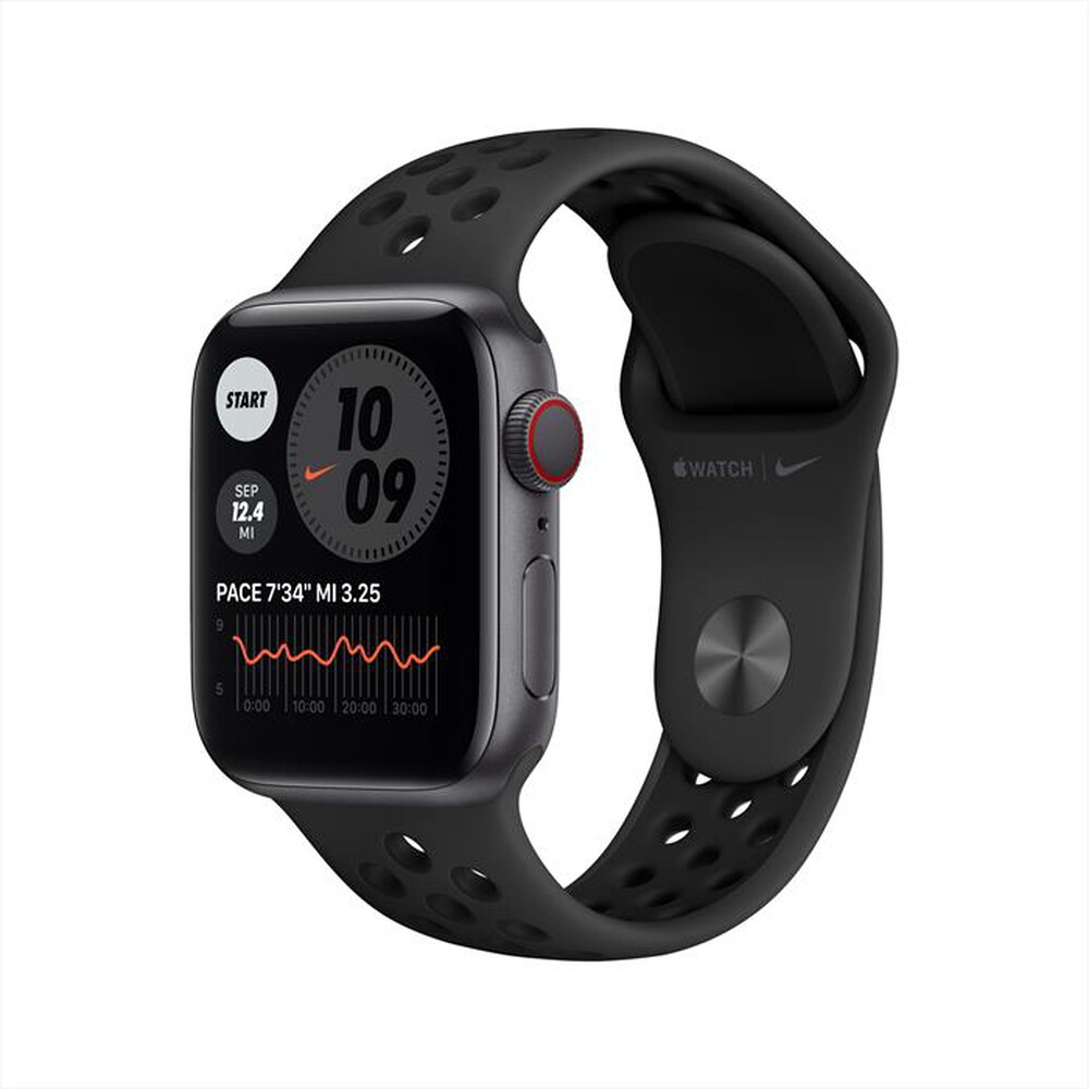 "APPLE - Apple Watch Nike Series 6 GPS+Cell 40mm All Grey-Sport Anthracite/Black"