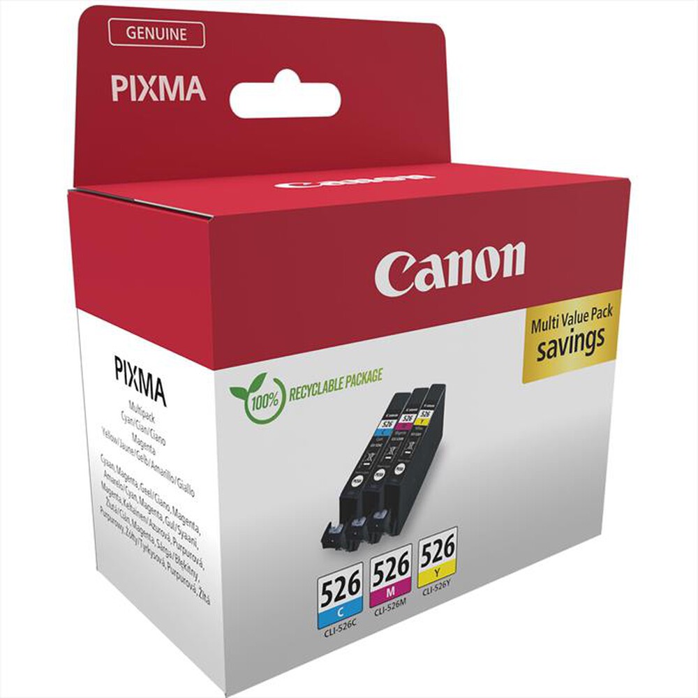 "CANON - Kit cartucce MULTIPACK CLI-526 C/M/Y-Ciano Magenta Giallo"