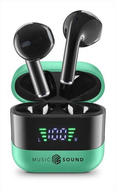 MUSIC SOUND - AURICOLARI TWS CON DISPLAY LED-Green