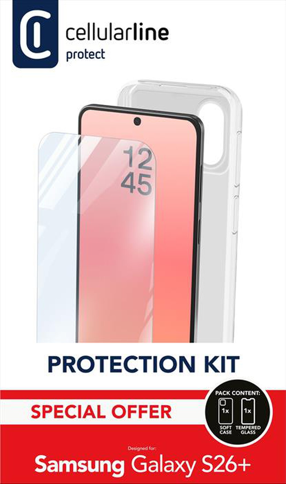 Immagine del prodotto CELLULARLINE - Kit di accessori per la protezione di GALAXY S26+-Trasparente