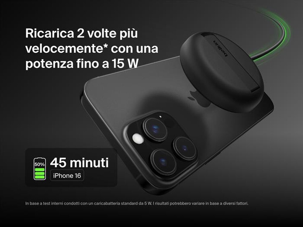 Immagine del prodotto BELKIN - TAPPETINO DI RICARICA WIRELESS MAGNETICA QI2 15W-Nero