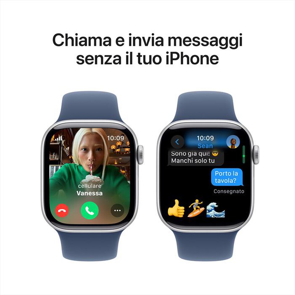 "APPLE - Watch Series 10 GPS + Cellular 42mm Alluminio-Argento - Sport Band Denim S/M"