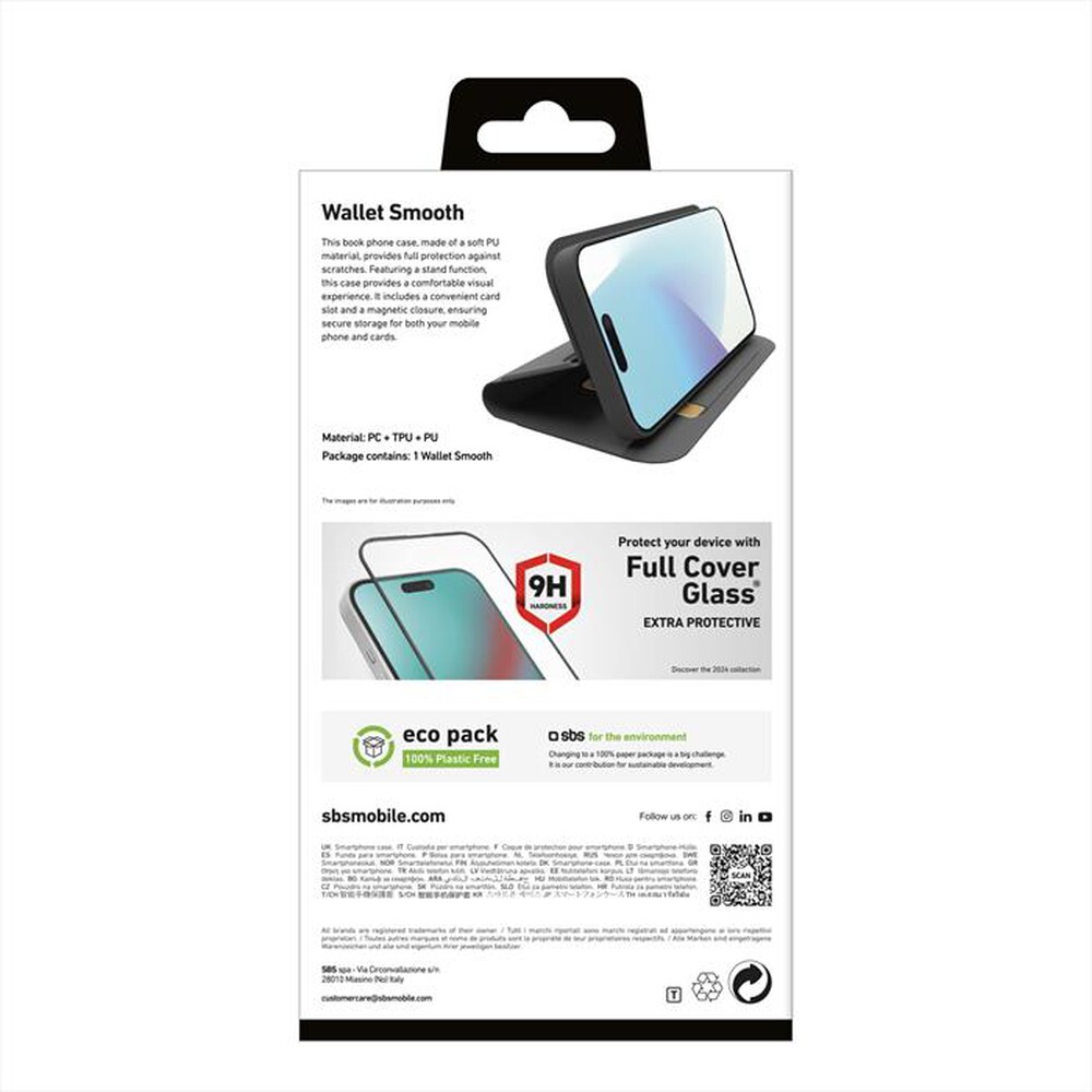 "SBS - Cover Wallet iPhone 16 Plus TEWALIP1667K-Nero"