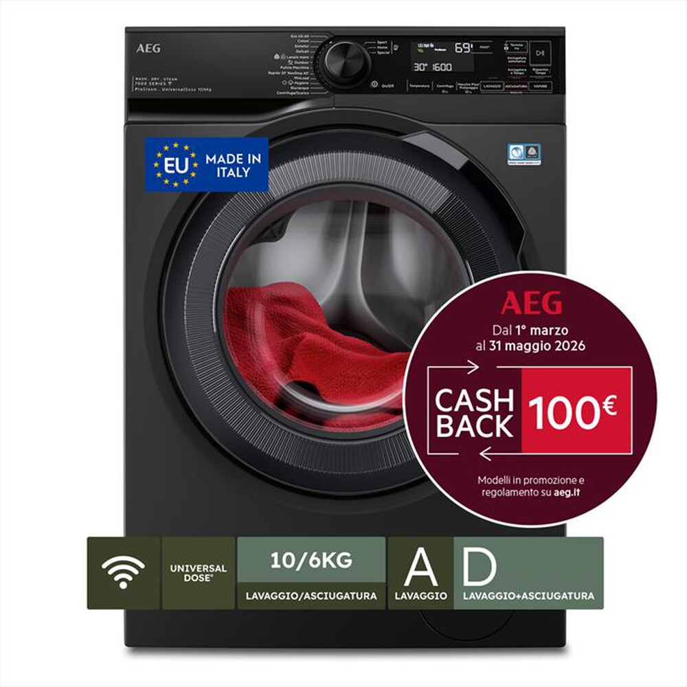 Immagine del prodotto AEG - Lavasciuga LWR7BLACK 10/6 Kg Classe D-Nero