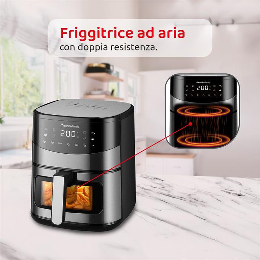 Immagine del prodotto MELCHIONI FAMILY - Friggitrice 6,5L doppia resistenza ARIANNA-Grigio / Plastica
