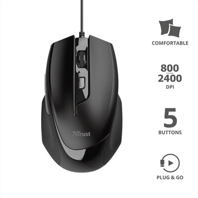 TRUST - VOCA COMFORTABLE MOUSE-Black