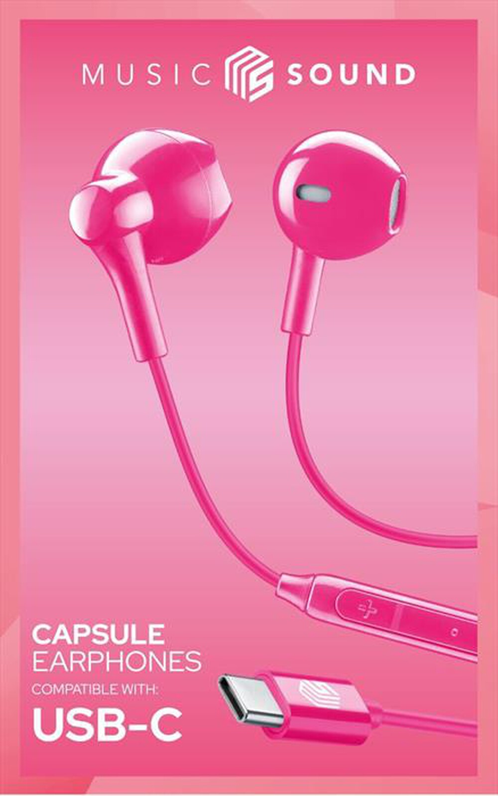 Immagine del prodotto CELLULARLINE - Auricolare cuffia AUCAPSULEMSTYPECP-Rosa