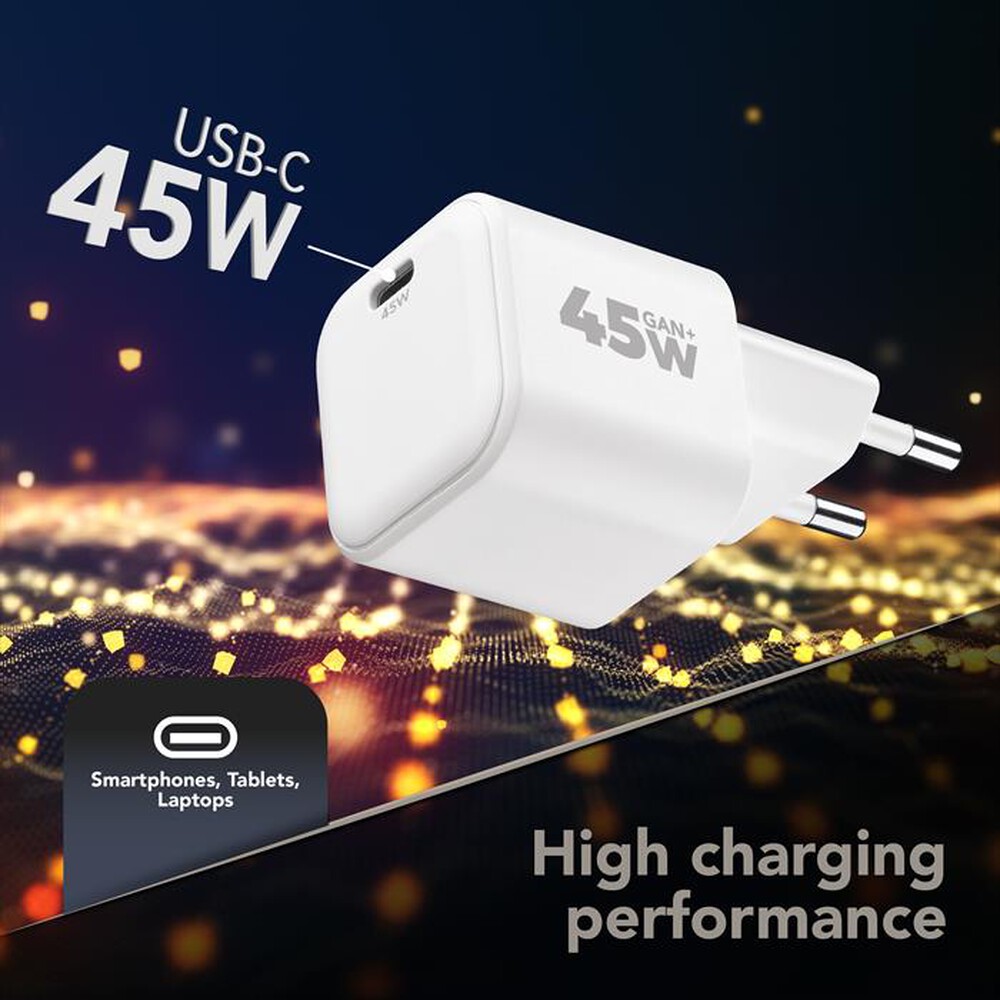 Immagine del prodotto CELLULARLINE - CARICATORE GAN+ 45 W PORTA USB-C-Bianco
