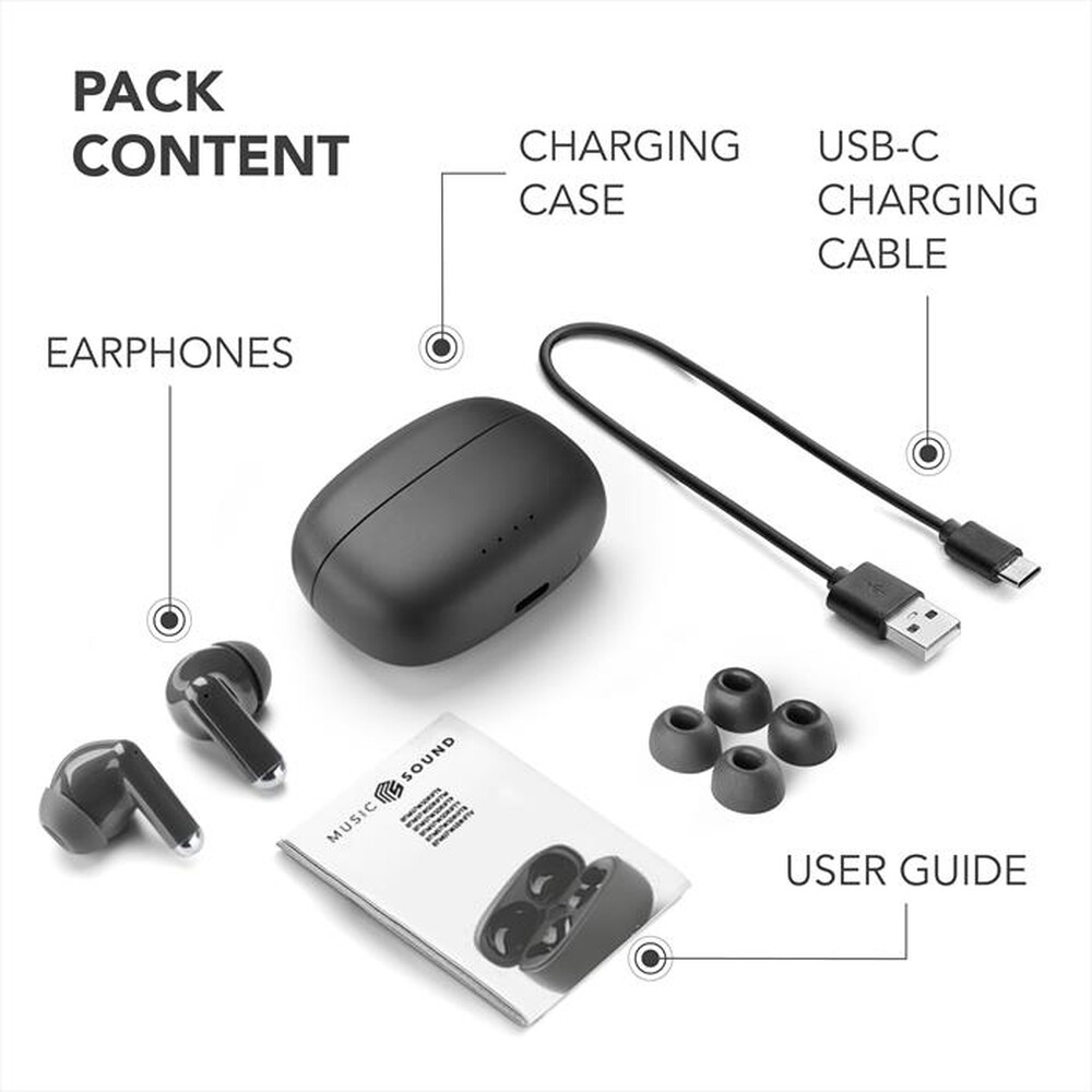 Immagine del prodotto MUSIC SOUND - Auricolare Bluetooth in-ear DRIFT-Nero