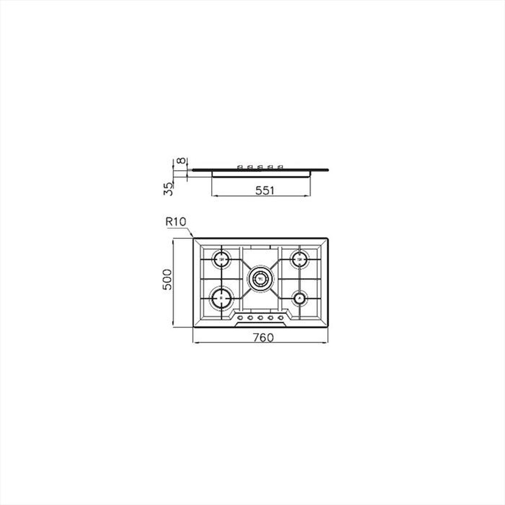 "FOSTER - Piano cottura a gas 7064 062 Elettra 5 fuochi-Acciaio Inox"