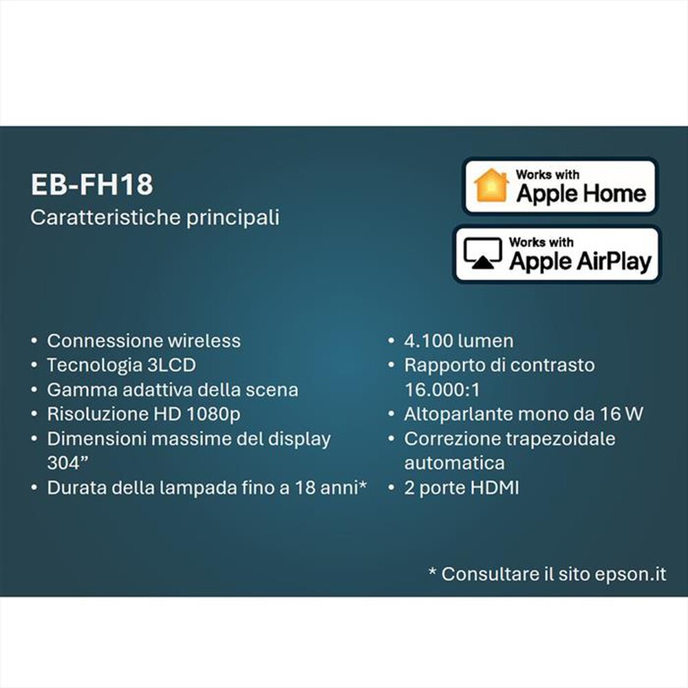 Immagine del prodotto EPSON - Videoproiettore EB-FH18-Bianco