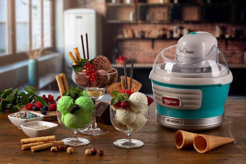 "ARIETE - 0643 Party Time Gelatiera con cestello da 1,5L-celeste"
