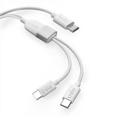 SBS - Cavo splitter USB-C a 2x USB-C, 60W + 25W, 1.5m-Bianco