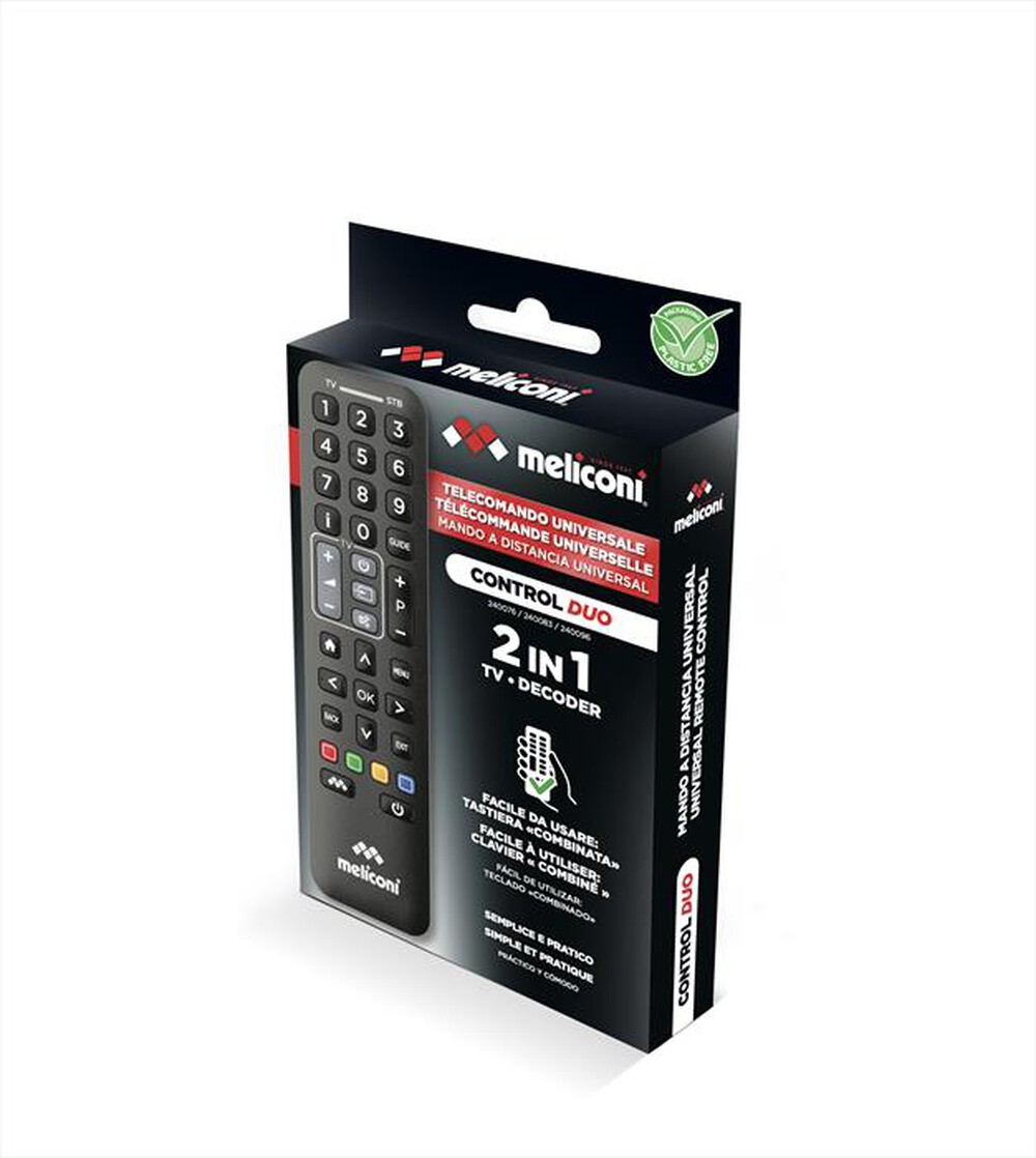 Immagine del prodotto MELICONI - Telecomando universale 2 in 1 CONTROL 2+-Calotta nera, tastiera nera