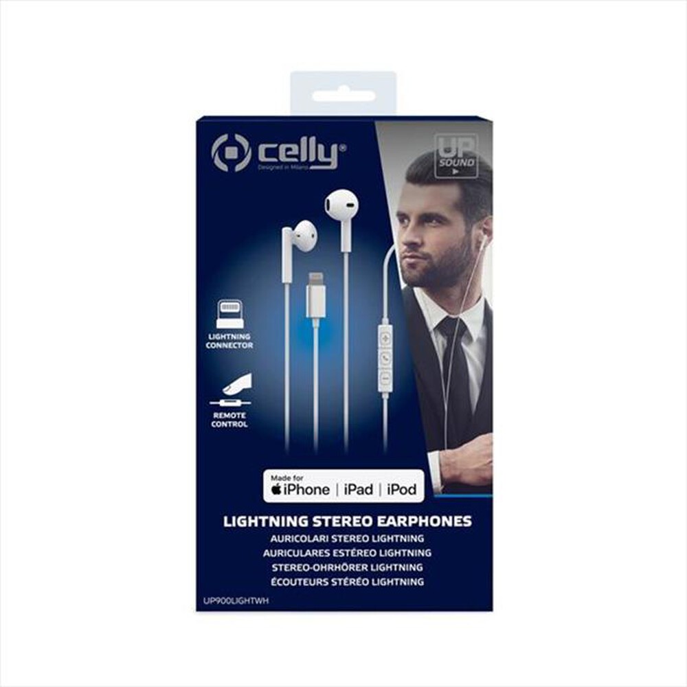 Immagine del prodotto CELLY - UP900LIGHTWH-STEREO EAR LIGHTNING-Bianco/Plastica