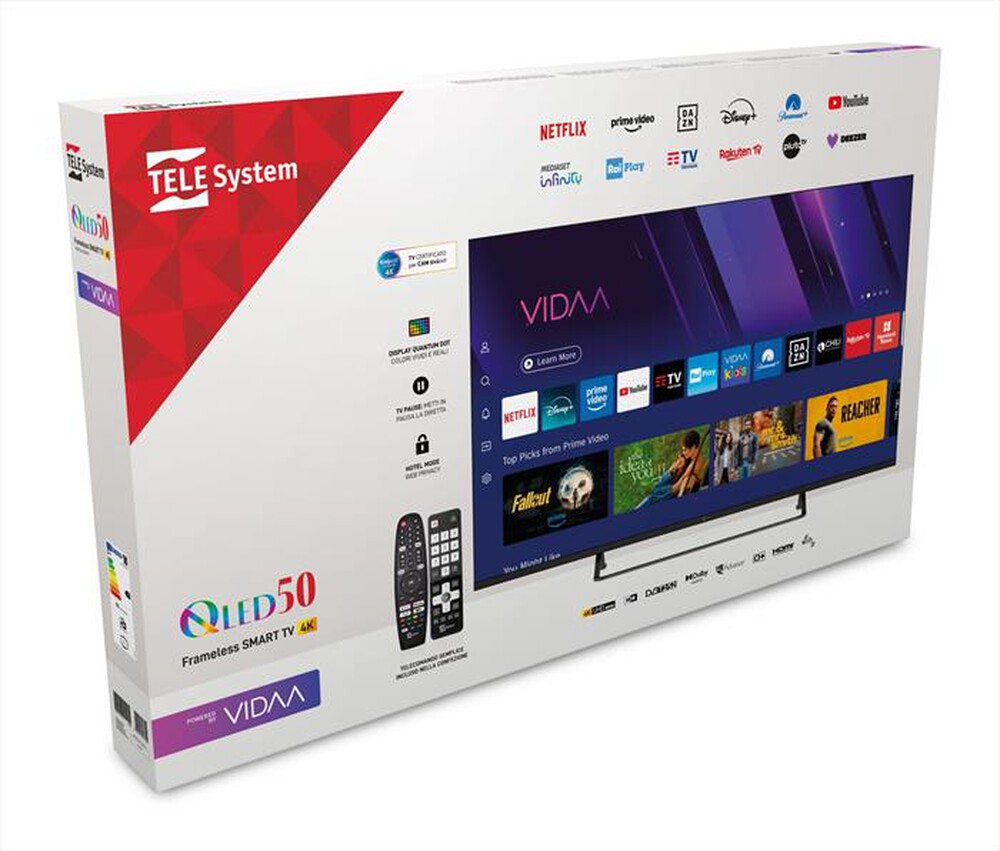 Immagine del prodotto TELESYSTEM - Smart TV Q-LED UHD 4K 50" TS50 FLQLED SMV15-BLACK