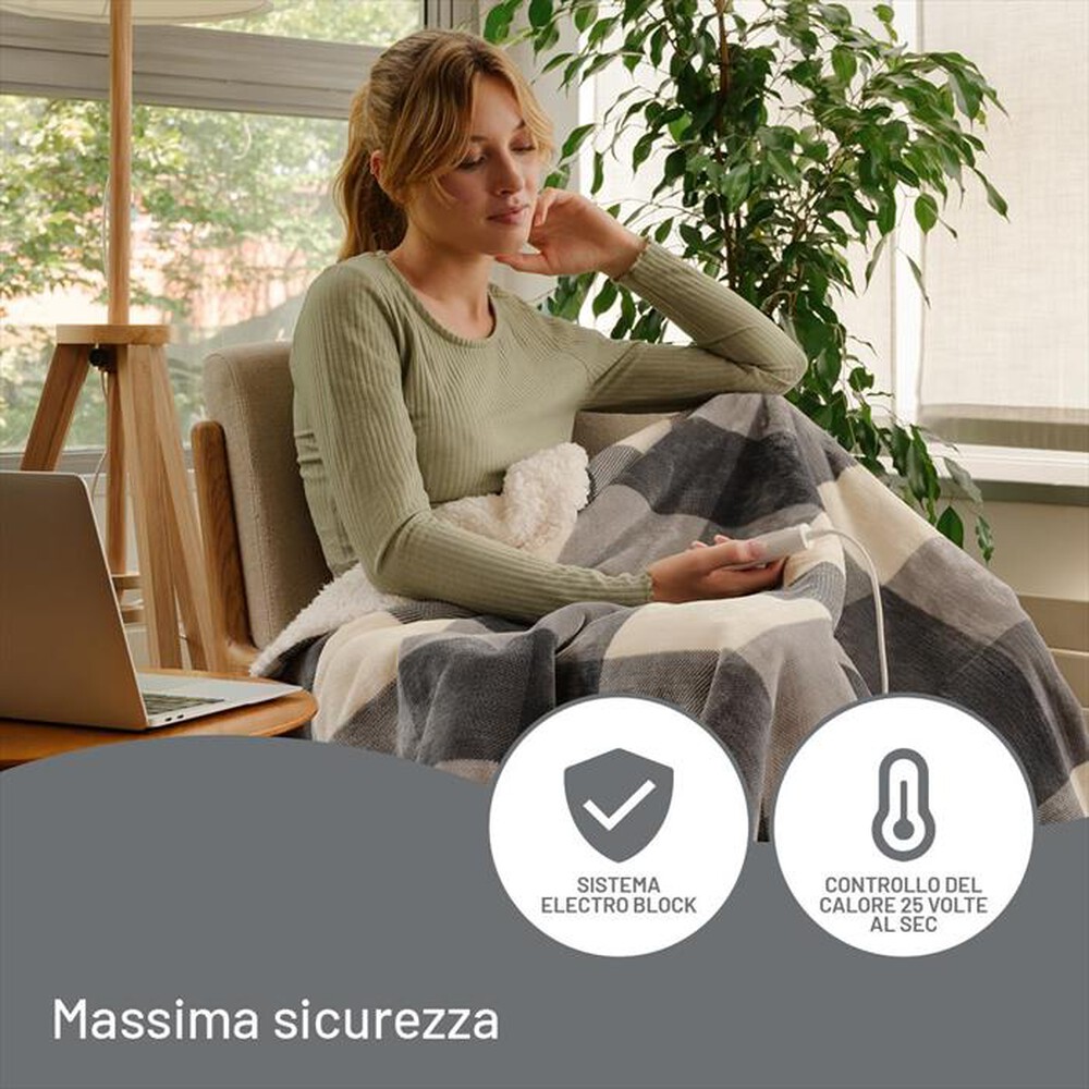 "IMETEC - Termocoperta CALDOPLAID ADAPTO 160X120 CM-Grigio"