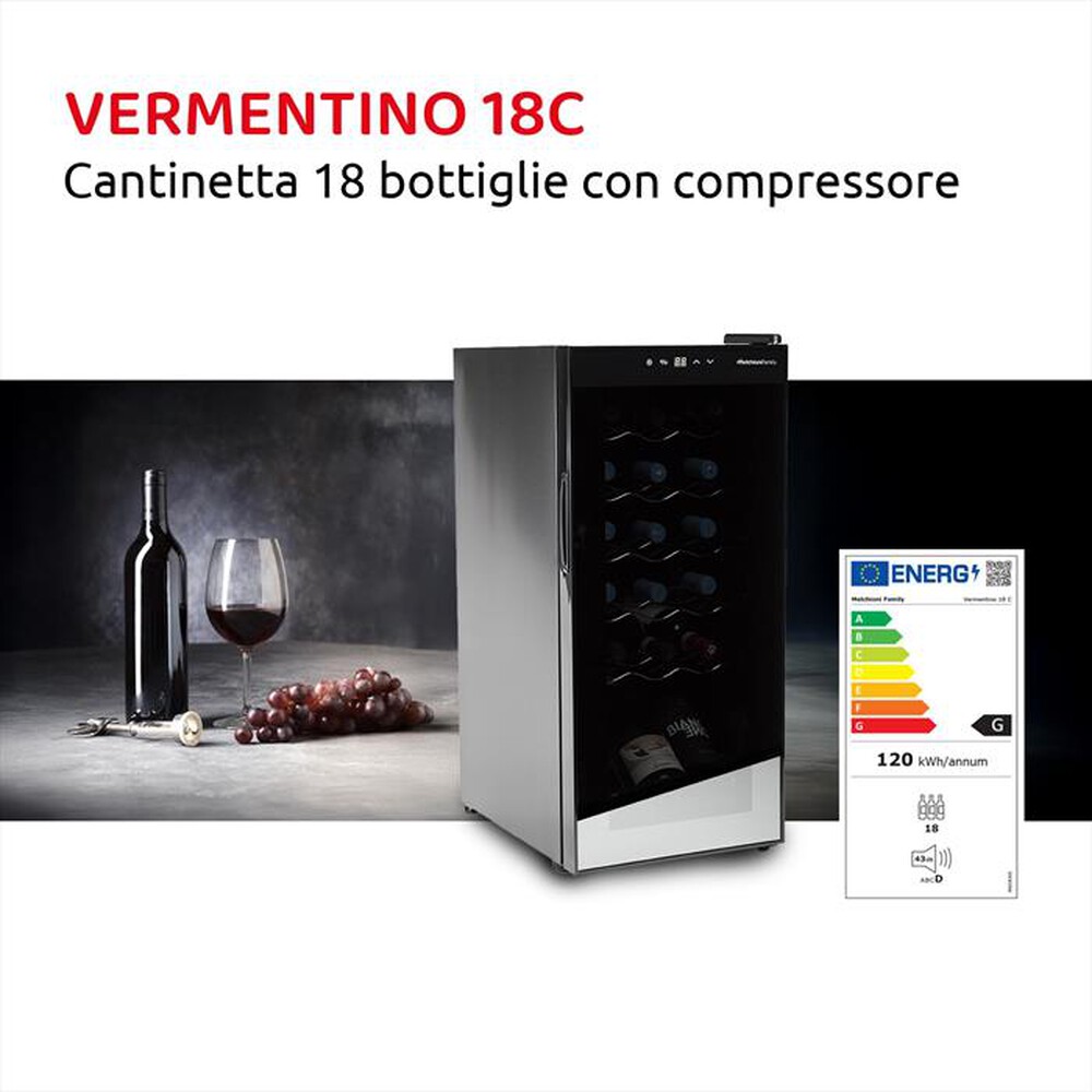 "MELCHIONI FAMILY - Cantinetta VERMENTINO 18 C Classe G 18 bottiglie-nero"