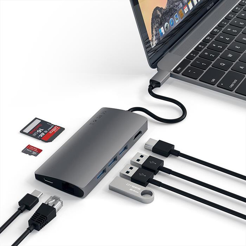 "SATECHI - ADATTATORE USB-C MULTI-PORTA 4K ETHERNET V2-space grey"