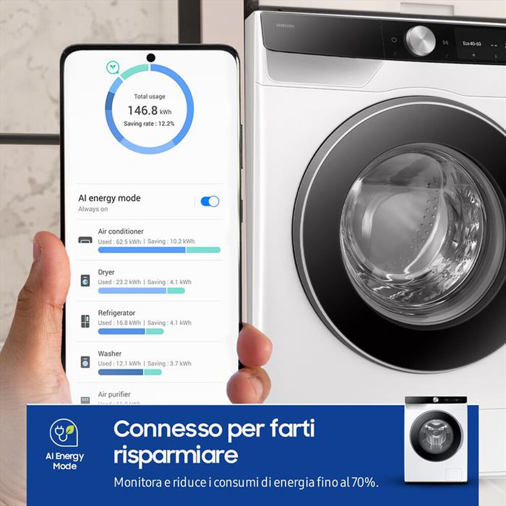 "SAMSUNG - Lavatrice WW90DG6U85LKU3 9 Kg Classe A-bianco"