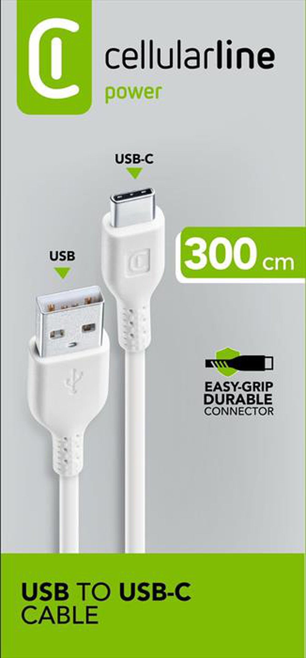 Immagine del prodotto CELLULARLINE - USBDATACUSBC3MW USB Data Cable Home XL- 3mt-Bianco