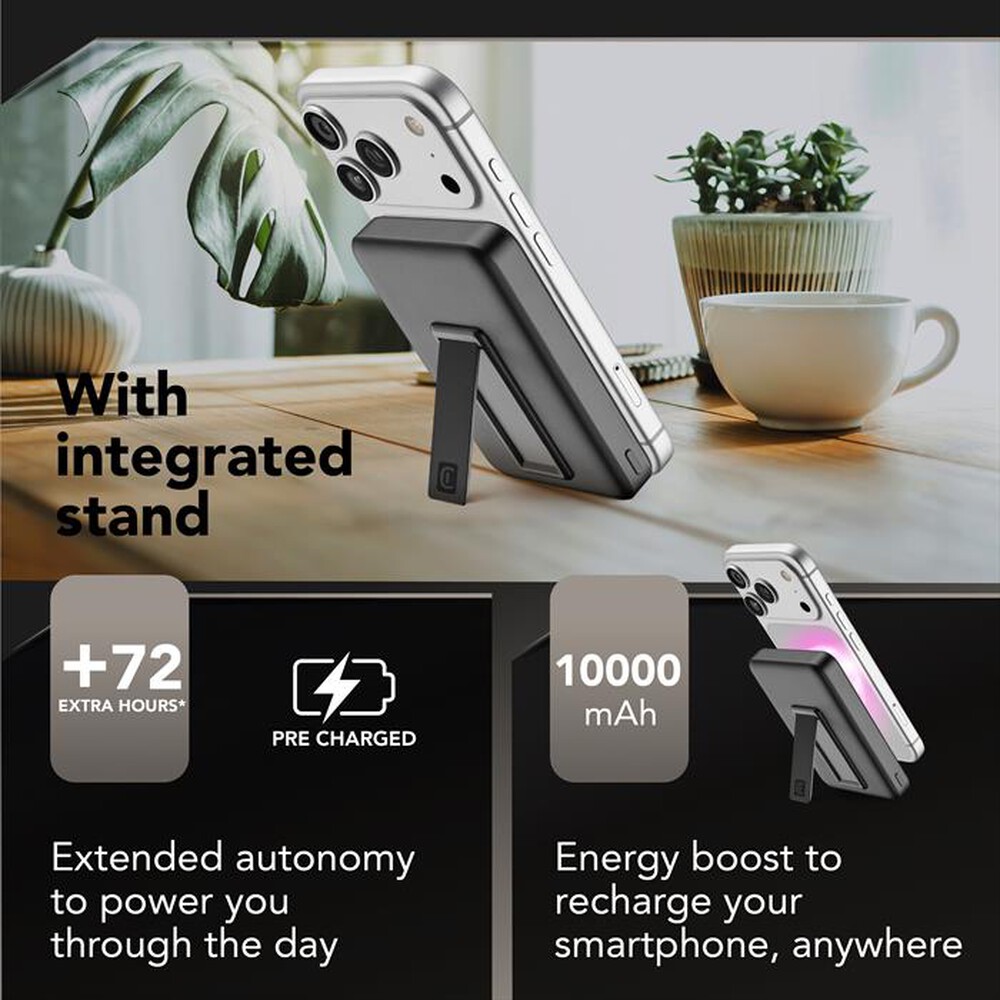 Immagine del prodotto CELLULARLINE - POWER BANK MAG STAND WIRELESS 10000 MAH 45 W PORT-Nero