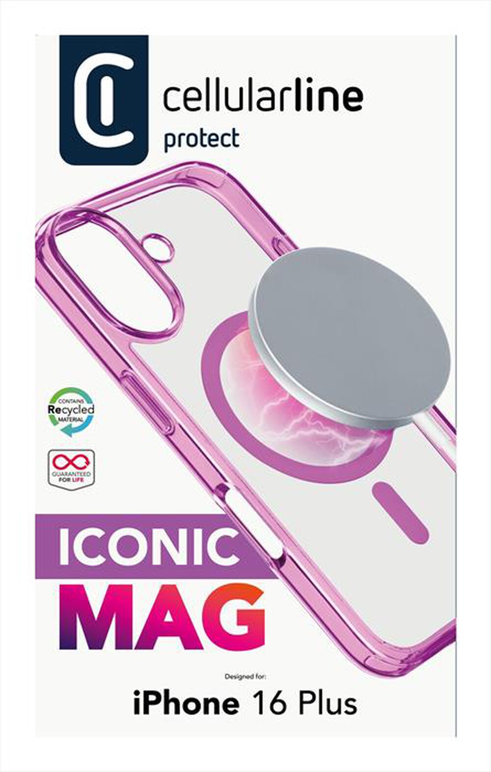 "CELLULARLINE - Cover ICONIC MAG iPhone 16 Plus-Rosa"