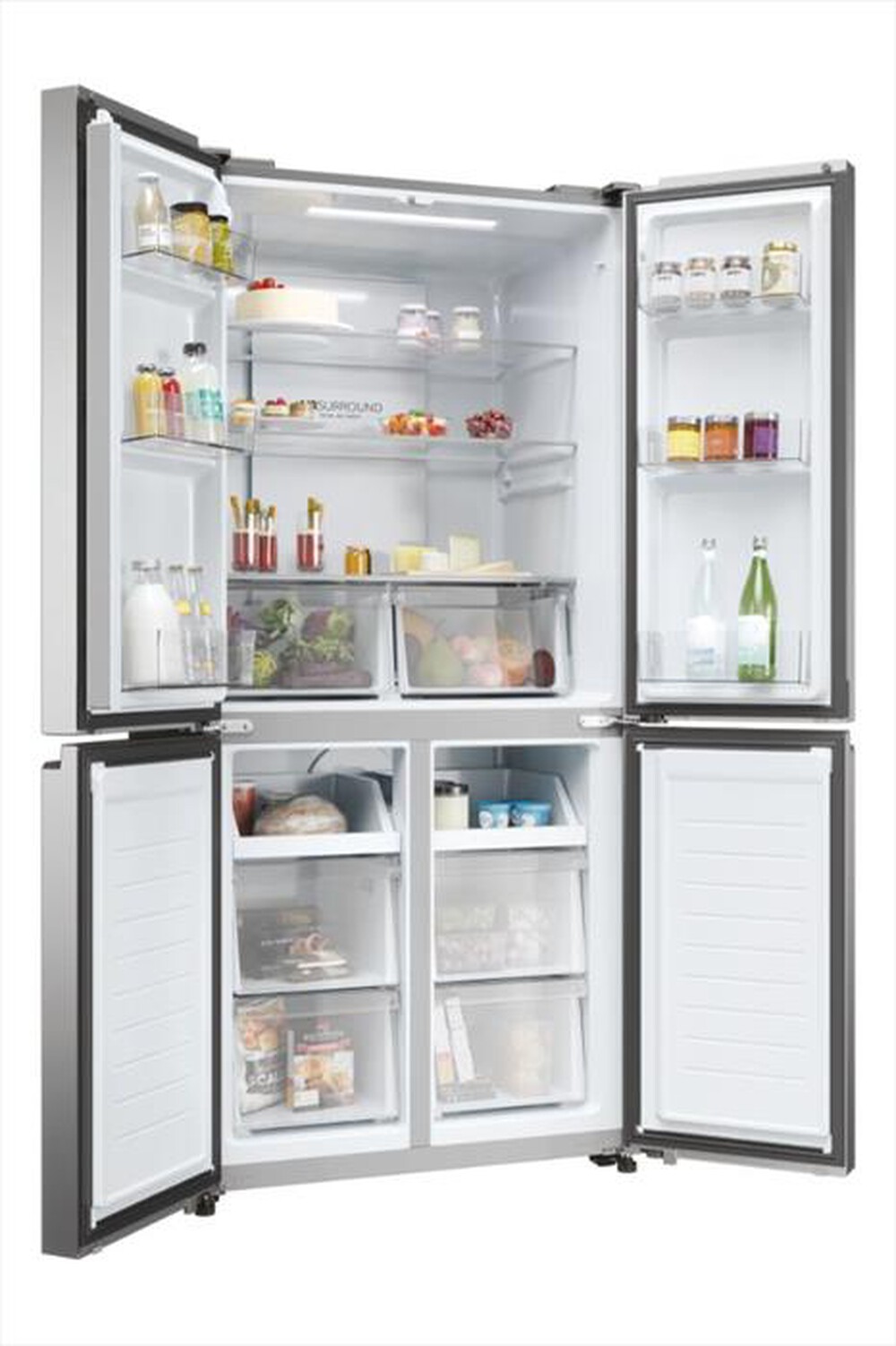"HAIER - Frigorifero 4 porte HCR3818ENMM Classe E 467 lt-Platino, Stainless steel"