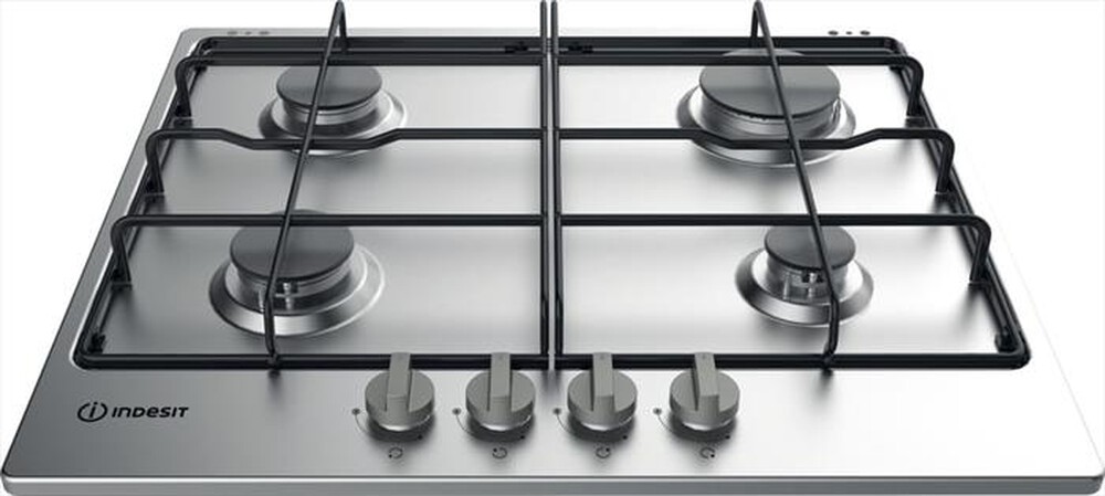 INDESIT - Piano cottura a gas THP 642 IX/I 59cm-Nero, Stainless steel