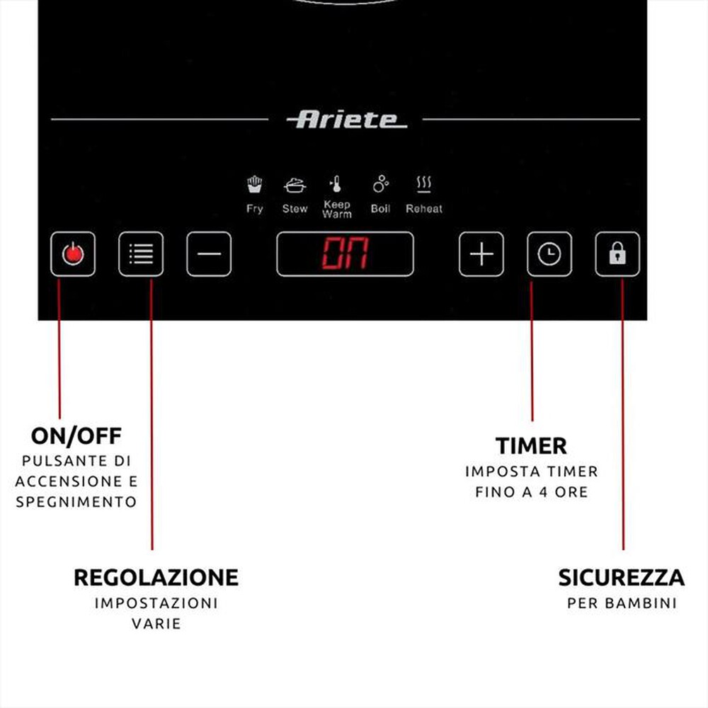 Immagine del prodotto ARIETE - 1997 PIASTRA A INDUZIONE SINGOLA PORTATILE, VETRO-Nero