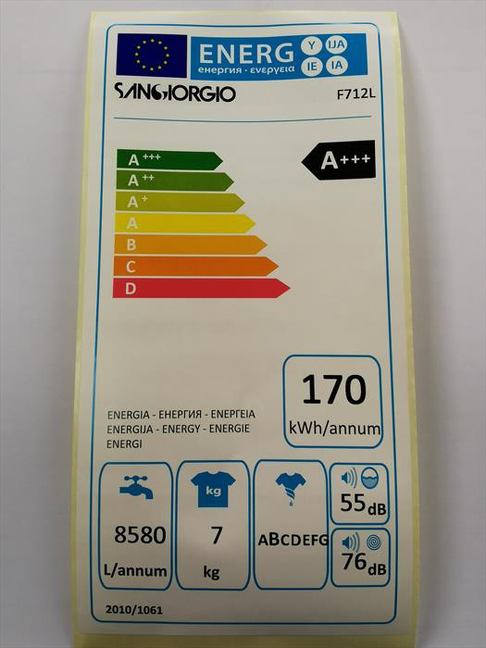 "SANGIORGIO - Lavatrice F712L 7 Kg"