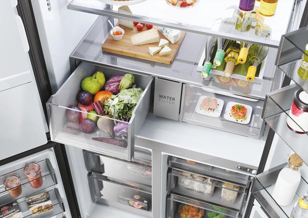 Immagine del prodotto HAIER - Frigorifero side by side HCR7918EIMP ClasseE 601lt-Platino, Acciaio inossidabile