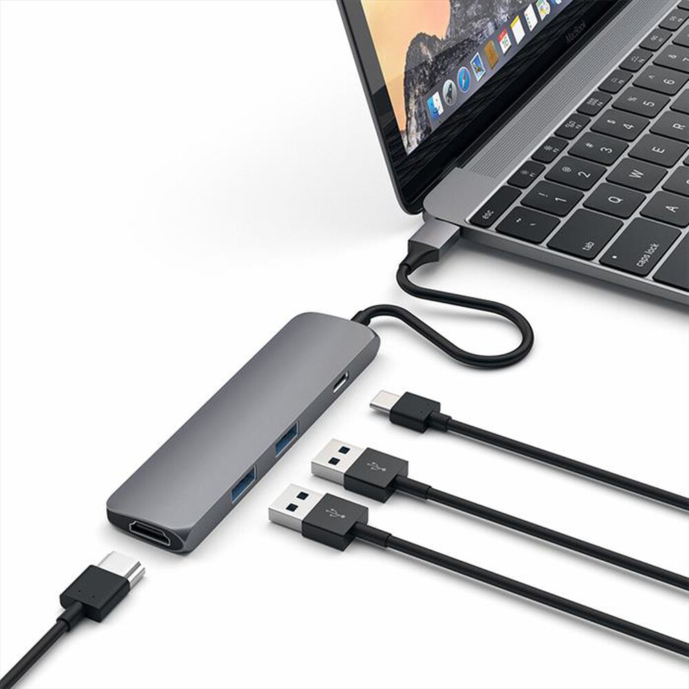 "SATECHI - ADATTATORE USB-C SLIM MULTI-PORTA-grigio"