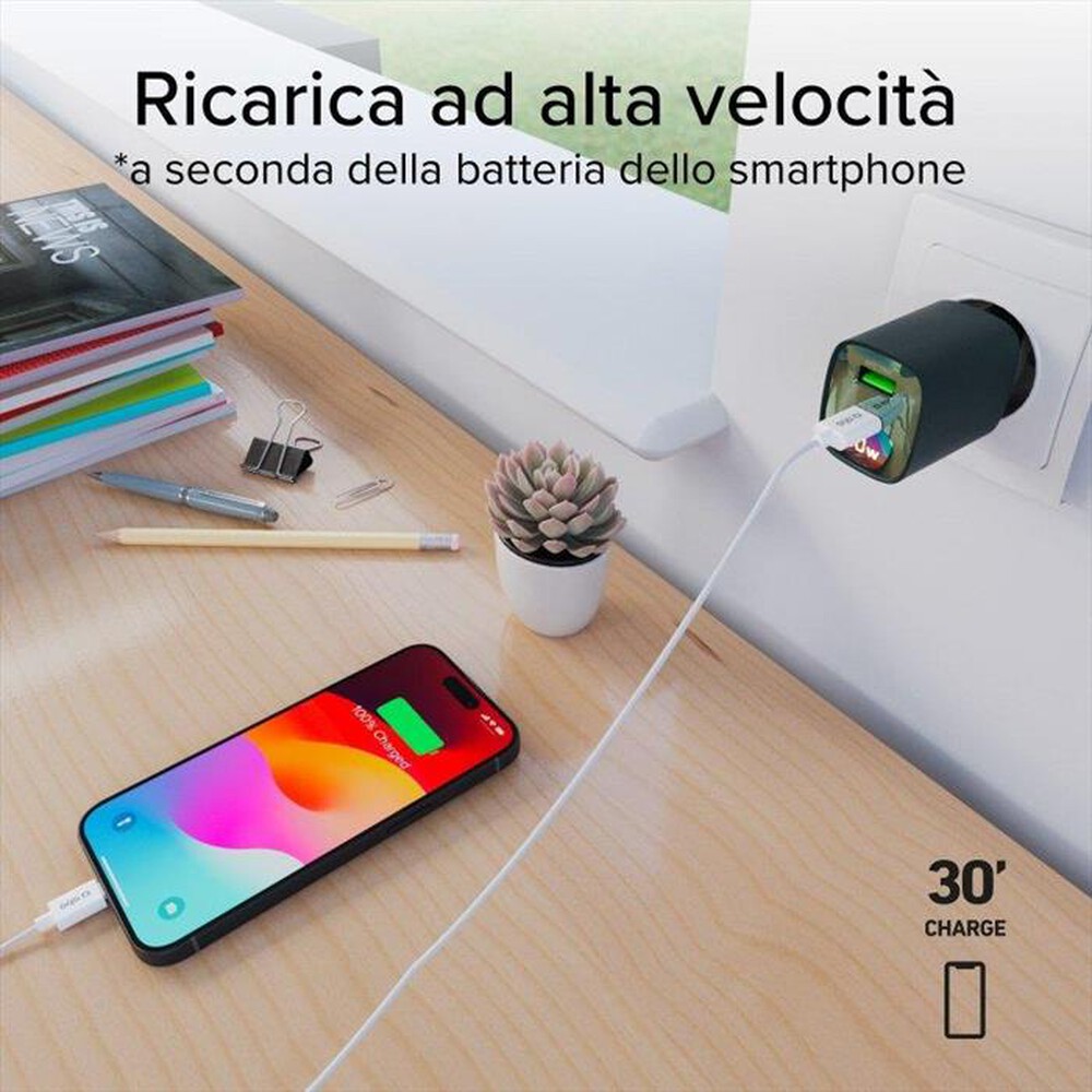 Immagine del prodotto SBS - Caricabatterie da muro TETRGANLCD1USB1C30G-Verde