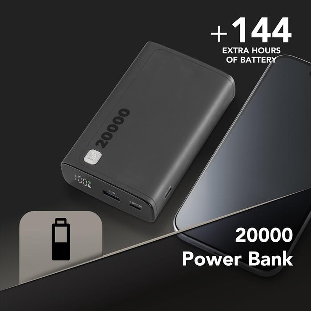 Immagine del prodotto CELLULARLINE - Caricabatterie Portatile PBDISPL01PD20000K-Nero