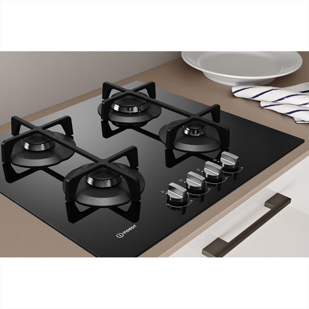"INDESIT - Piano cottura a gas ING 61T/BK 4 fuochi 59cm-Nero"