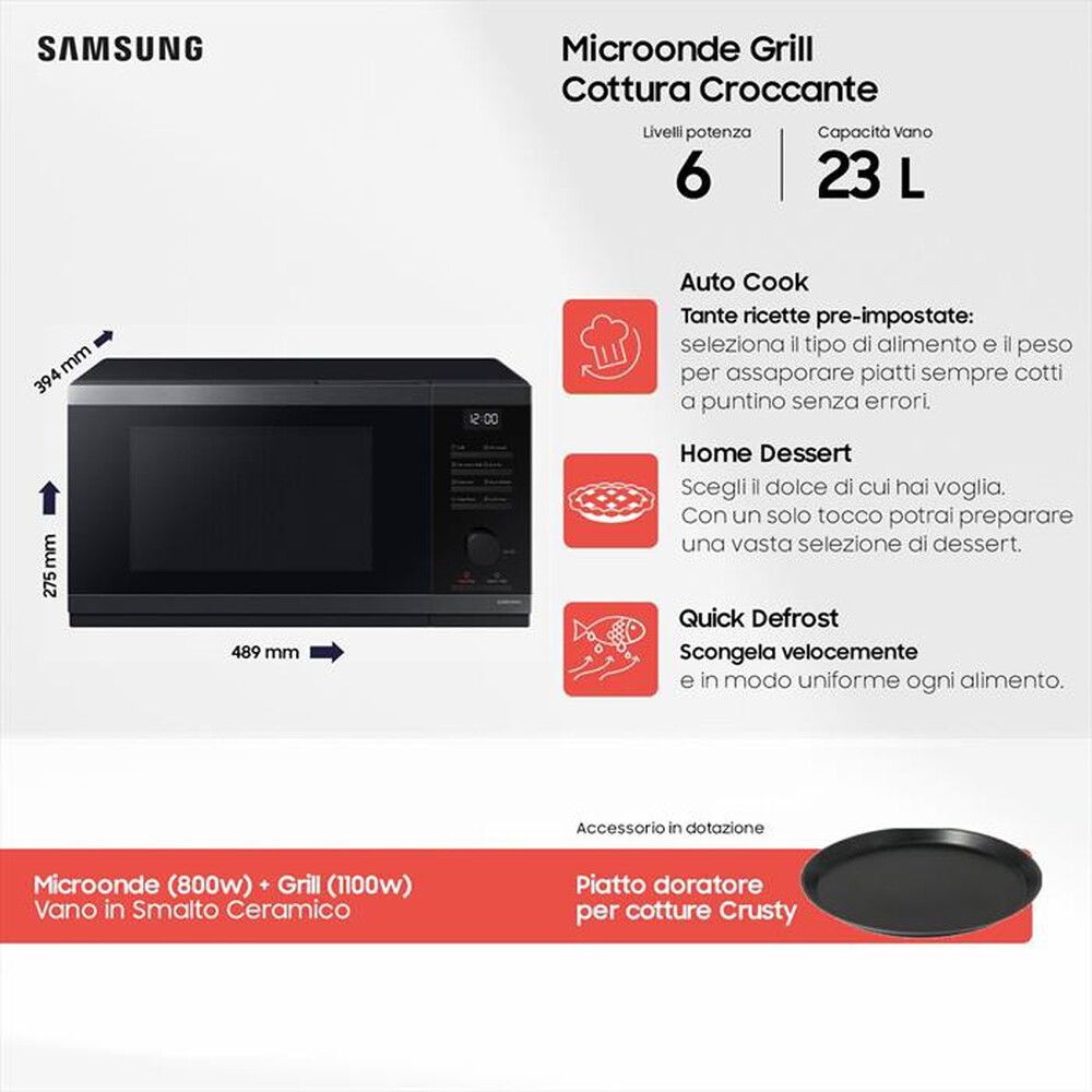 "SAMSUNG - Forno microonde MG23DG4524CGE1-Nero"