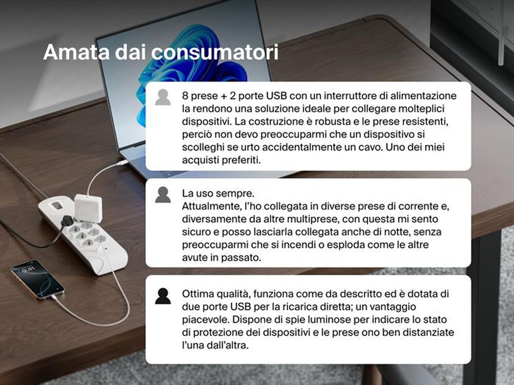 Immagine del prodotto BELKIN - Protezione dalle sovratensioni con 8 prese-Bianco